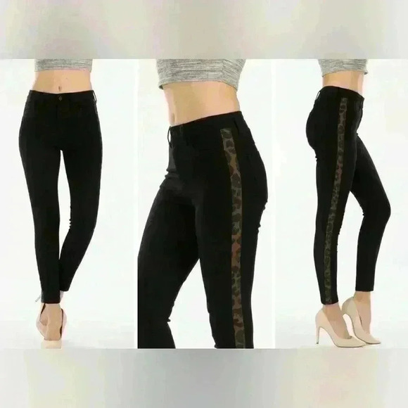 Black jean with cheetah detail - Picture 1 of 6